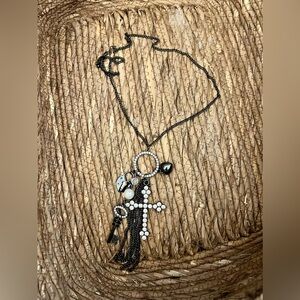 Elegant Black and Silver Cross Pendant Necklace